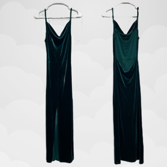 Dresses & Skirts - Backless Deep Green Velvet Maxi Dress